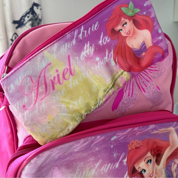 Disney Ariel Little Mermaid Backpack and Pencil Case Pink - Picture 3 of 8